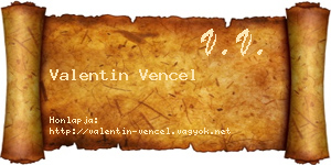 Valentin Vencel névjegykártya